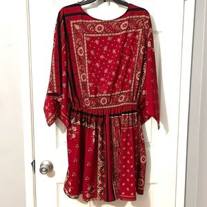 BOOHOO Red Floral Dress